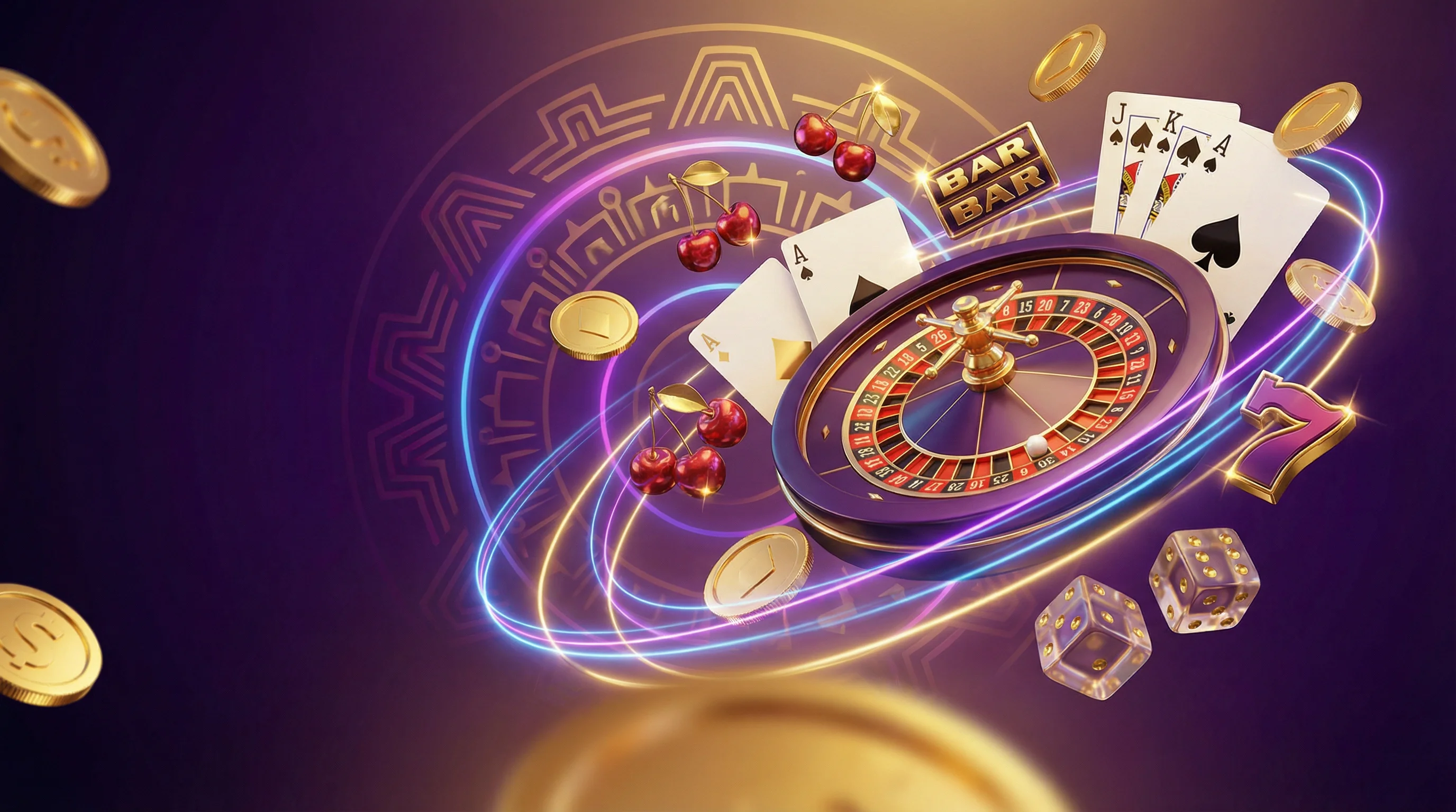 Casino en línea Codere Online con ruleta, cartas y monedas doradas
