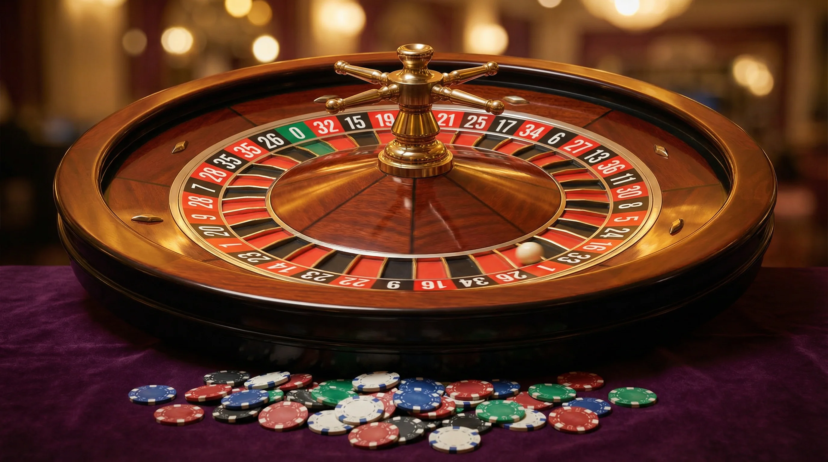 Ruleta europea con números rojos y negros